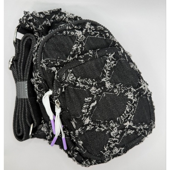Wildfox Handbags - NWT Wildfox Quilted Distressed Denim Sling Bag Fringe Patchwork Mini Backpack